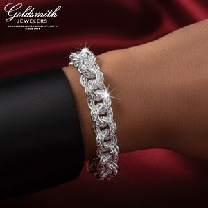 NEW Multi-Cable Rosetta 8” Chain Bracelet w/Toggle, .925 Sterling/SS, 10MM Wide